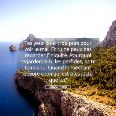 Picture 05 - Habacuc 1:13 LSG - Tes yeux sont trop purs pour voir le mal, Et tu - Bible Verse Picture