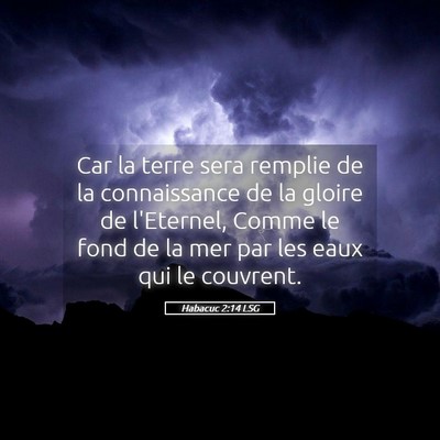 Picture 05 - Habacuc 2:14 LSG - Car la terre sera remplie de la connaissance de - Bible Verse Picture