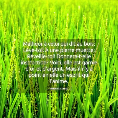 Picture 05 - Habacuc 2:19 LSG - Malheur à celui qui dit au bois: Lève-toi! A - Bible Verse Picture