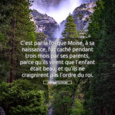 Picture 05 - Hébreux 11:23 LSG - C'est par la foi que Moïse, à sa naissance, fut - Bible Verse Picture