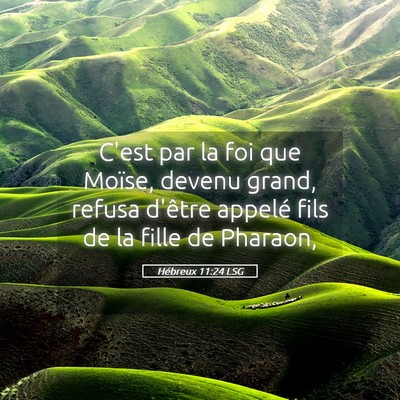 Picture 05 - Hébreux 11:24 LSG - C'est par la foi que Moïse, devenu grand, refusa - Bible Verse Picture