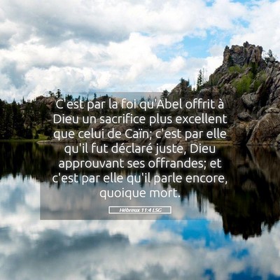 Picture 05 - Hébreux 11:4 LSG - C'est par la foi qu'Abel offrit à Dieu un - Bible Verse Picture