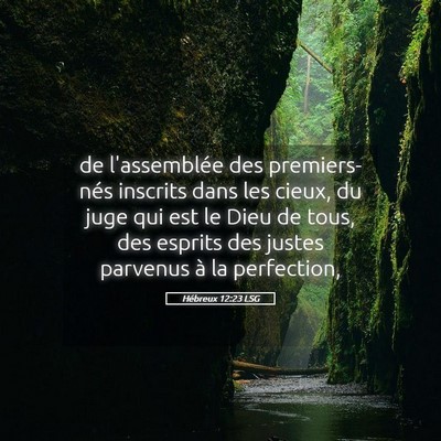 Picture 05 - Hébreux 12:23 LSG - de l'assemblée des premiers-nés inscrits dans - Bible Verse Picture