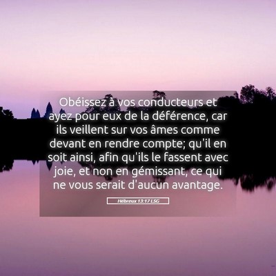 Picture 05 - Hébreux 13:17 LSG - Obéissez à vos conducteurs et ayez pour eux de - Bible Verse Picture