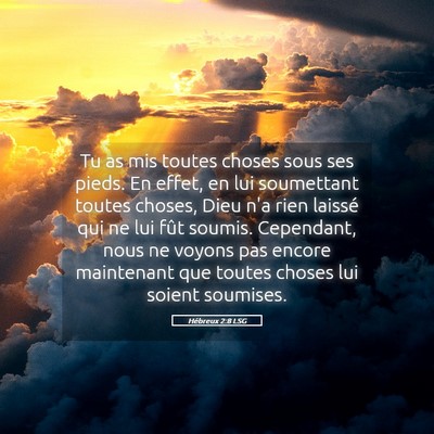Picture 05 - Hébreux 2:8 LSG - Tu as mis toutes choses sous ses pieds. En effet, - Bible Verse Picture