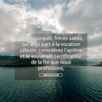Picture 05 - Hébreux 3:1 LSG - C'est pourquoi, frères saints, qui avez part à - Bible Verse Picture