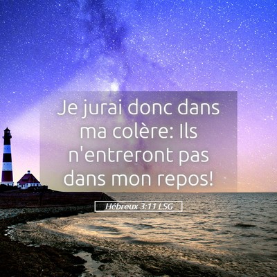 Picture 05 - Hébreux 3:11 LSG - Je jurai donc dans ma colère: Ils n'entreront - Bible Verse Picture