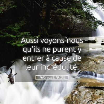Picture 05 - Hébreux 3:19 LSG - Aussi voyons-nous qu'ils ne purent y entrer à - Bible Verse Picture