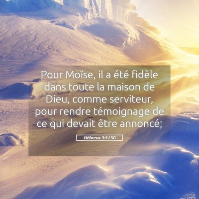 Picture 05 - Hébreux 3:5 LSG - Pour Moïse, il a été fidèle dans toute la - Bible Verse Picture