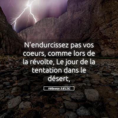 Picture 05 - Hébreux 3:8 LSG - N'endurcissez pas vos coeurs, comme lors de la - Bible Verse Picture