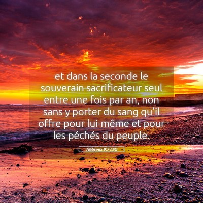 Picture 05 - Hébreux 9:7 LSG - et dans la seconde le souverain sacrificateur - Bible Verse Picture