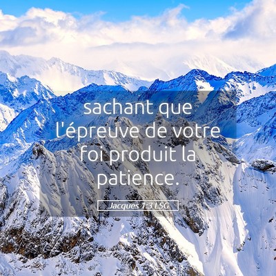 Picture 05 - Jacques 1:3 LSG - sachant que l'épreuve de votre foi produit la - Bible Verse Picture