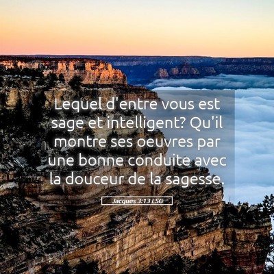 Picture 05 - Jacques 3:13 LSG - Lequel d'entre vous est sage et intelligent? - Bible Verse Picture