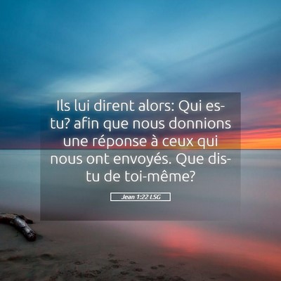 Picture 05 - Jean 1:22 LSG - Ils lui dirent alors: Qui es-tu? afin que nous - Bible Verse Picture