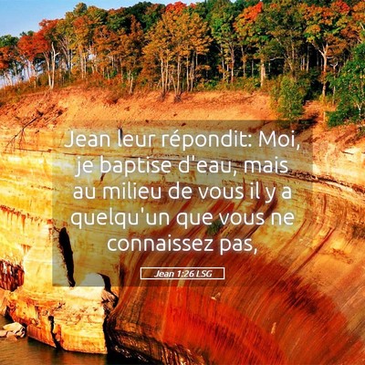 Picture 05 - Jean 1:26 LSG - Jean leur répondit: Moi, je baptise d'eau, mais - Bible Verse Picture