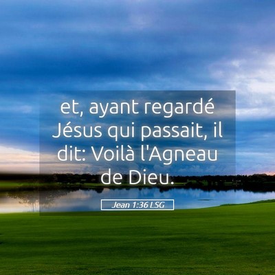 Picture 05 - Jean 1:36 LSG - et, ayant regardé Jésus qui passait, il dit: - Bible Verse Picture