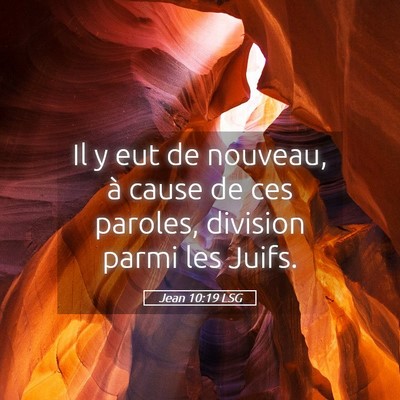 Picture 05 - Jean 10:19 LSG - Il y eut de nouveau, à cause de ces paroles, - Bible Verse Picture