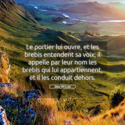 Picture 05 - Jean 10:3 LSG - Le portier lui ouvre, et les brebis entendent sa - Bible Verse Picture