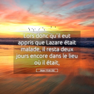 Picture 05 - Jean 11:6 LSG - Lors donc qu'il eut appris que Lazare était - Bible Verse Picture