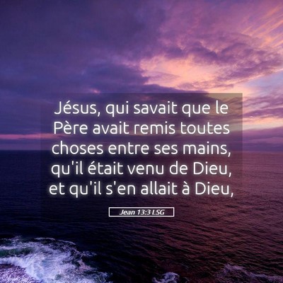 Picture 05 - Jean 13:3 LSG - Jésus, qui savait que le Père avait remis - Bible Verse Picture