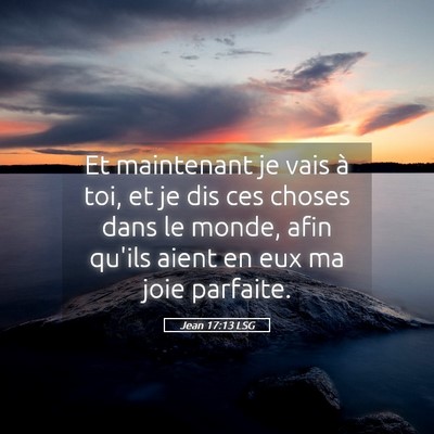 Picture 05 - Jean 17:13 LSG - Et maintenant je vais à toi, et je dis ces - Bible Verse Picture