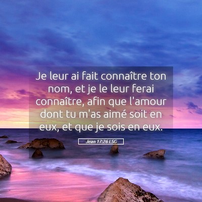 Picture 05 - Jean 17:26 LSG - Je leur ai fait connaître ton nom, et je le leur - Bible Verse Picture