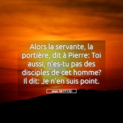 Picture 05 - Jean 18:17 LSG - Alors la servante, la portière, dit à Pierre: - Bible Verse Picture