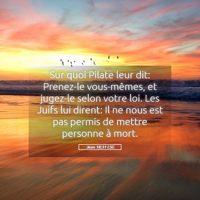 Picture 05 - Jean 18:31 LSG - Sur quoi Pilate leur dit: Prenez-le vous-mêmes, - Bible Verse Picture