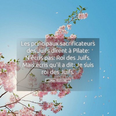 Picture 05 - Jean 19:21 LSG - Les principaux sacrificateurs des Juifs dirent à - Bible Verse Picture