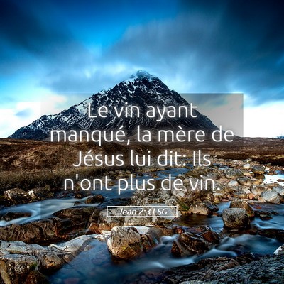 Picture 05 - Jean 2:3 LSG - Le vin ayant manqué, la mère de Jésus lui dit: - Bible Verse Picture