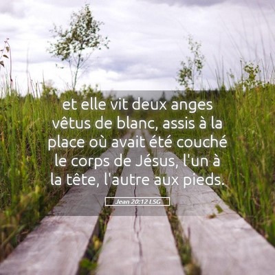 Picture 05 - Jean 20:12 LSG - et elle vit deux anges vêtus de blanc, assis à - Bible Verse Picture