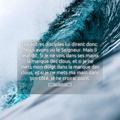 Picture 05 - Jean 20:25 LSG - Les autres disciples lui dirent donc: Nous avons - Bible Verse Picture
