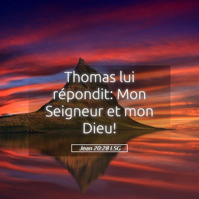 Picture 05 - Jean 20:28 LSG - Thomas lui répondit: Mon Seigneur et mon - Bible Verse Picture