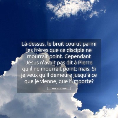 Picture 05 - Jean 21:23 LSG - Là-dessus, le bruit courut parmi les frères que - Bible Verse Picture