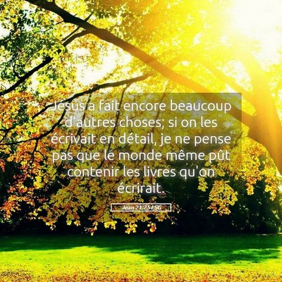 Picture 05 - Jean 21:25 LSG - Jésus a fait encore beaucoup d'autres choses; si - Bible Verse Picture