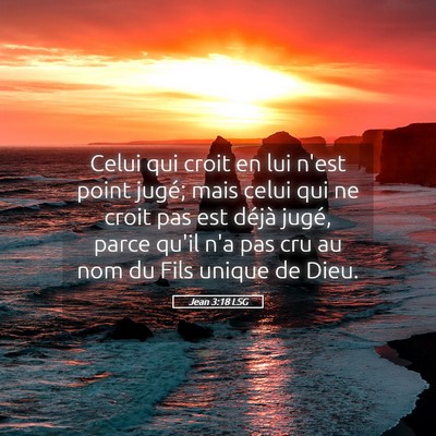 Picture 05 - Jean 3:18 LSG - Celui qui croit en lui n'est point jugé; mais - Bible Verse Picture