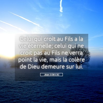 Picture 05 - Jean 3:36 LSG - Celui qui croit au Fils a la vie éternelle; - Bible Verse Picture