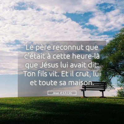 Picture 05 - Jean 4:53 LSG - Le père reconnut que c'était à cette heure-là - Bible Verse Picture