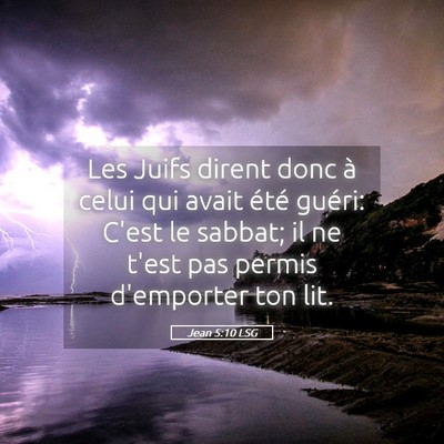 Picture 05 - Jean 5:10 LSG - Les Juifs dirent donc à celui qui avait été - Bible Verse Picture