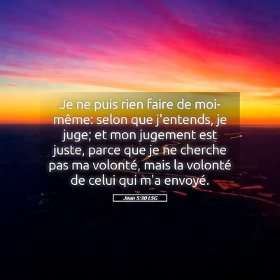 Picture 05 - Jean 5:30 LSG - Je ne puis rien faire de moi-même: selon que - Bible Verse Picture