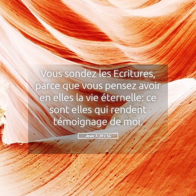 Picture 05 - Jean 5:39 LSG - Vous sondez les Ecritures, parce que vous pensez - Bible Verse Picture
