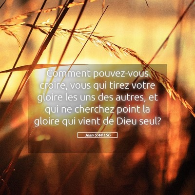 Picture 05 - Jean 5:44 LSG - Comment pouvez-vous croire, vous qui tirez votre - Bible Verse Picture