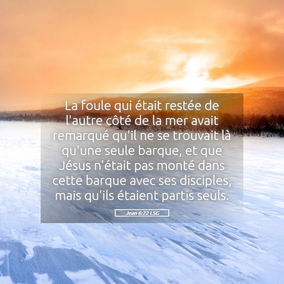 Picture 05 - Jean 6:22 LSG - La foule qui était restée de l'autre côté de - Bible Verse Picture