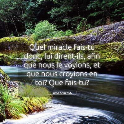 Picture 05 - Jean 6:30 LSG - Quel miracle fais-tu donc, lui dirent-ils, afin - Bible Verse Picture