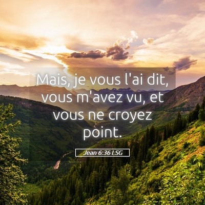 Picture 05 - Jean 6:36 LSG - Mais, je vous l'ai dit, vous m'avez vu, et vous - Bible Verse Picture