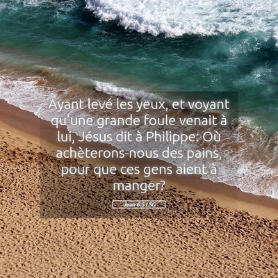 Picture 05 - Jean 6:5 LSG - Ayant levé les yeux, et voyant qu'une grande - Bible Verse Picture