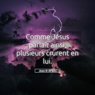 Picture 05 - Jean 8:30 LSG - Comme Jésus parlait ainsi, plusieurs crurent en - Bible Verse Picture