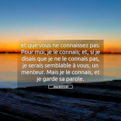 Picture 05 - Jean 8:55 LSG - et que vous ne connaissez pas. Pour moi, je le - Bible Verse Picture