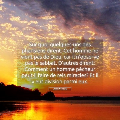 Picture 05 - Jean 9:16 LSG - Sur quoi quelques-uns des pharisiens dirent: Cet - Bible Verse Picture