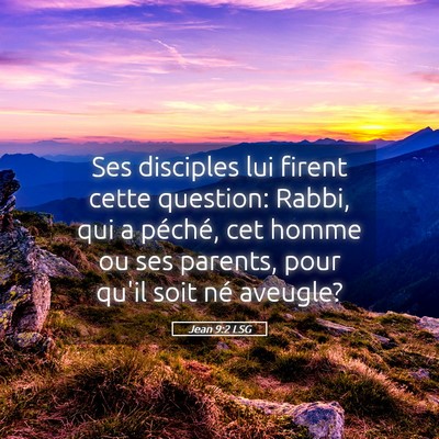 Picture 05 - Jean 9:2 LSG - Ses disciples lui firent cette question: Rabbi, - Bible Verse Picture